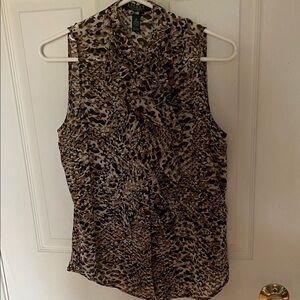 Lauren Ralph Lauren Animal Print Sleeveless Blouse size 4 petite